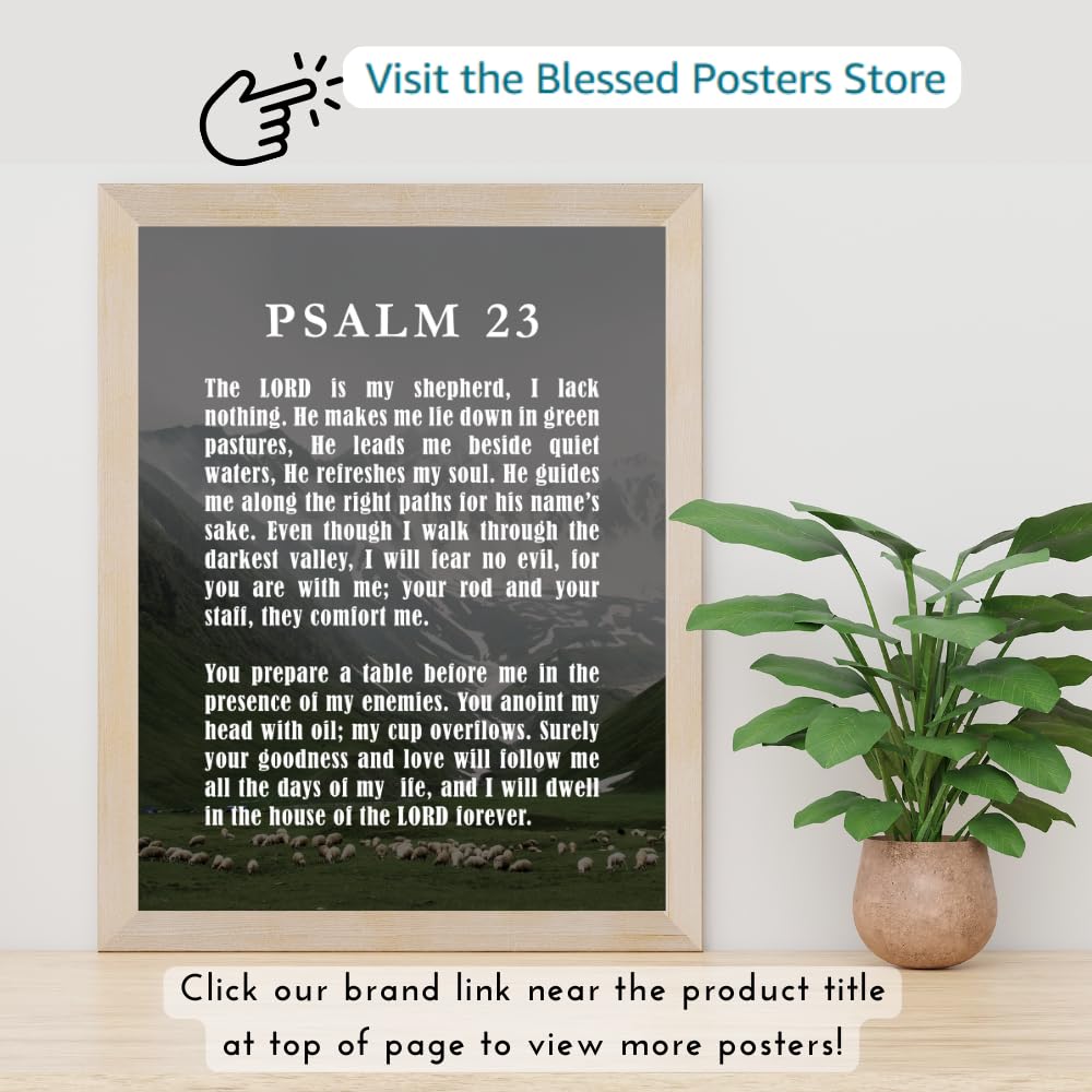 Psalm 23 Wall Art Poster Inspirational Bible Verse Print Christian Scripture Home Decor Religious Gift