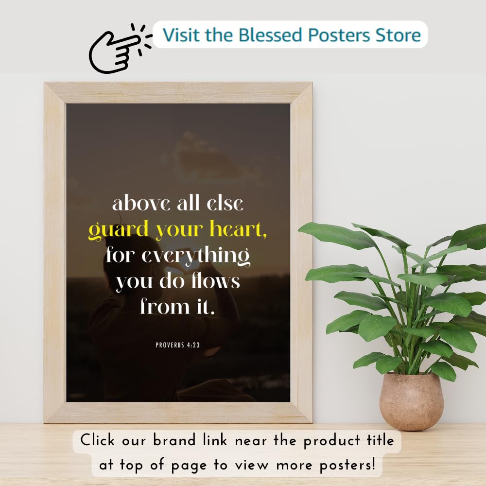 Proverbs 4:23 Bible Verse Wall Art Christian Scripture Poster Print Inspirational Faith Quote Modern Home Decor Gift for Christians