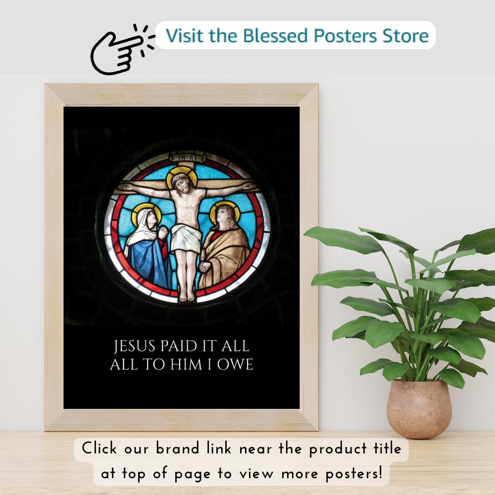 Stained Glass Christian Wall Art Jesus Poster Print Inspirational Religious Artwork Modern Faith Home Decor Gift for Christians