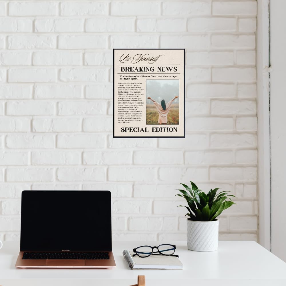Be Yourself Positive Affirmation Wall Art Motivational Poster Room Decor for Girls Women Bedroom Home