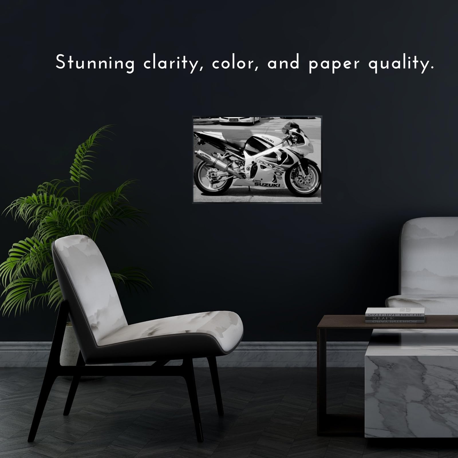 Suzuki GSX-R750 Motorcycle Poster - Sport Bike Wall Decor for Garage, Office or Man Cave