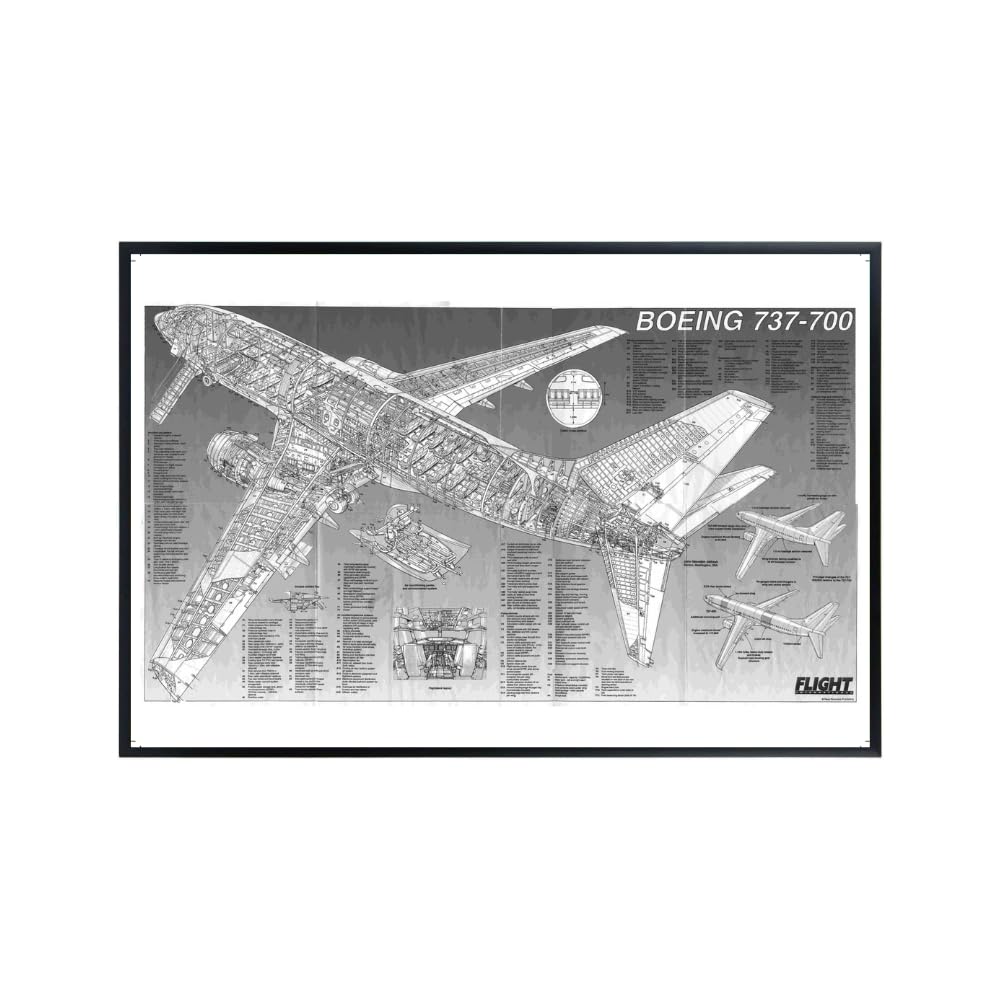 Boeing 737 Poster Airline Aviation Wall Art Airplane Blueprint Diagram Gift for Pilots