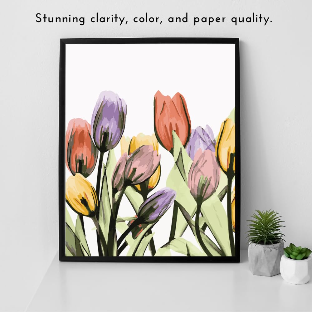 Blessed Posters Flower Painting Wall Art Print Colorful Floral Picture Tulips Watercolor Impressionist Room Decor