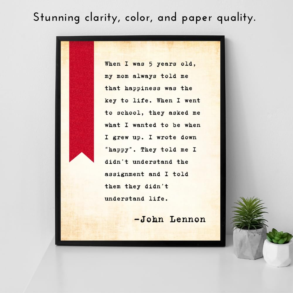 Blessed Posters John Lennon Quote Inspirational Wall Decor Motivational Wall Art Bedroom Living Room Home Office Gift for Women Music Lovers