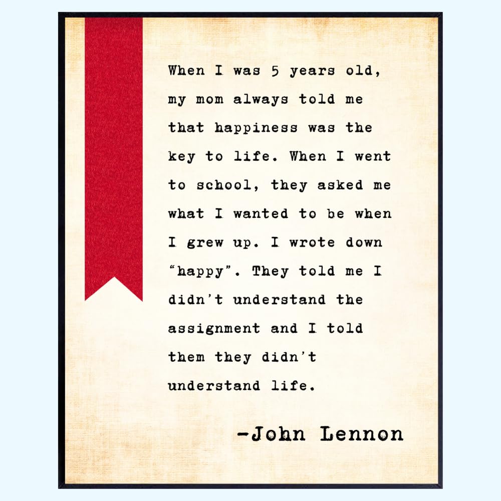 Blessed Posters John Lennon Quote Inspirational Wall Decor Motivational Wall Art Bedroom Living Room Home Office Gift for Women Music Lovers