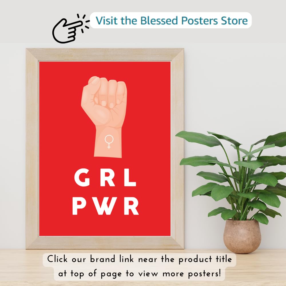 Girl Power Poster Feminism Wall Art Positive Affirmation Print Inspirational Artwork Modern Home Decor Gift for Women Girls Bedroom Office