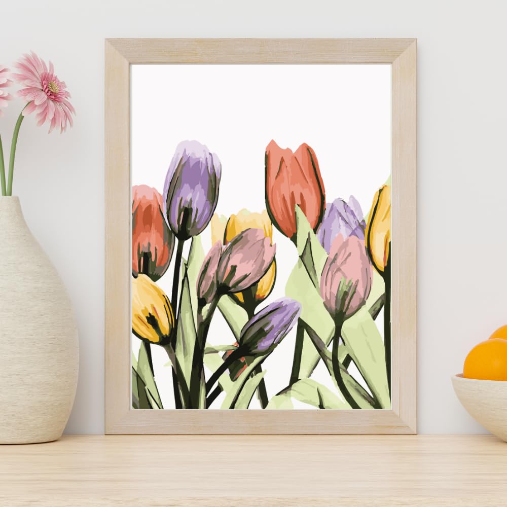 Blessed Posters Flower Painting Wall Art Print Colorful Floral Picture Tulips Watercolor Impressionist Room Decor