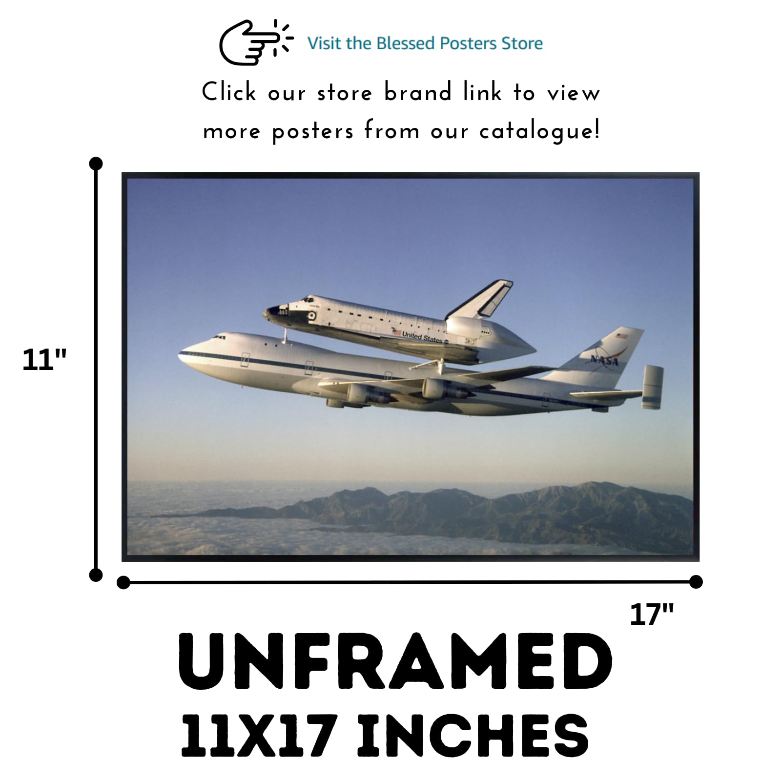 Blessed Posters Space Shuttle Carrier Poster – Galaxy Wall Art Print for Home Office Bedroom Decor – Space Photography Artwork