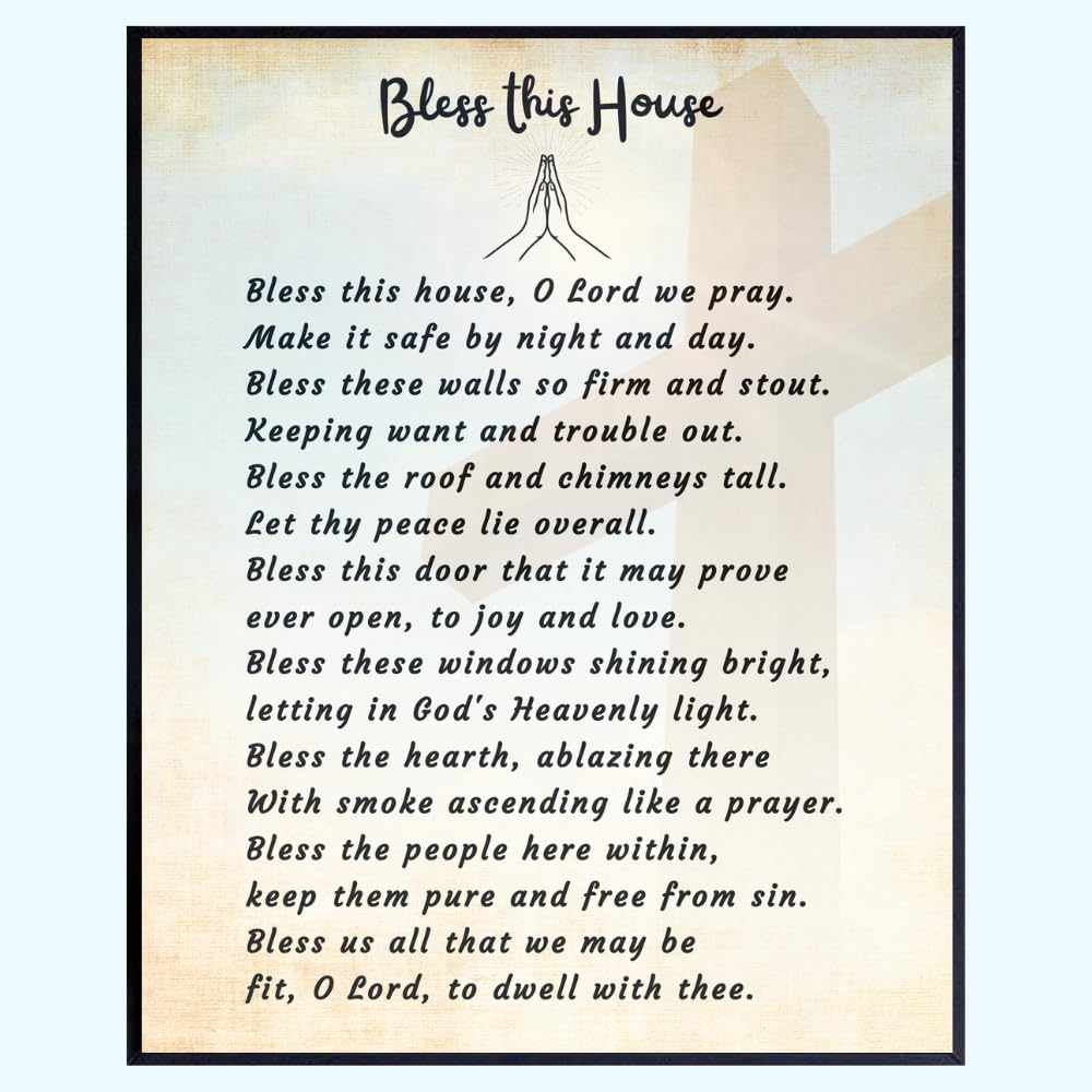 Blessed Posters Bless This House Hymn Wall Art Christian Wall Art Scripture Wall Decor Bible Verse Home Decoration Gift for Women
