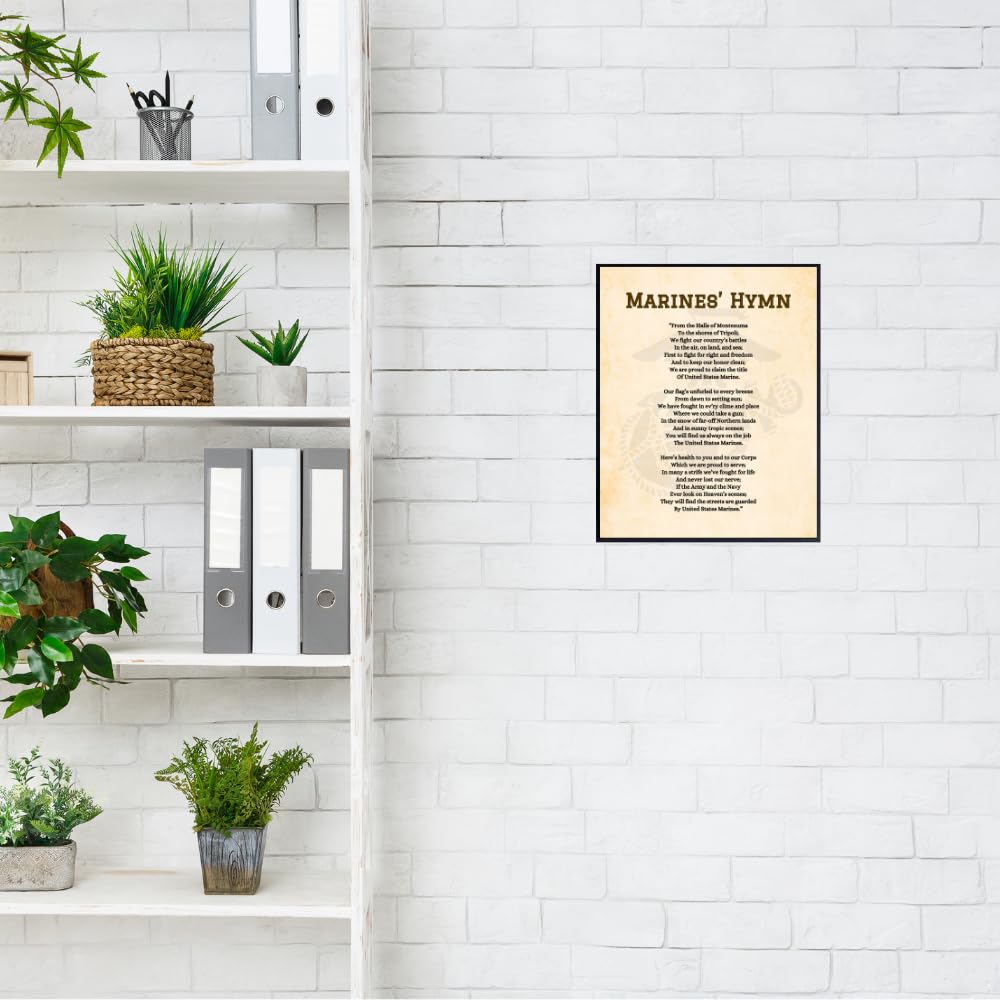 Blessed Posters Marines' Hymn Marine Corps Military Home Decor Patriotic American Wall Art USMC Decoration Gift for Veterans