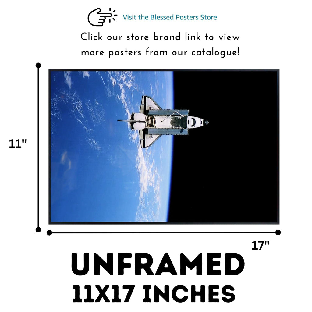 Blessed Posters Shuttle in Outer Space Poster – Astronaut Galaxy Wall Art Print for Home Office Bedroom Decor – Space Shuttle Photography Artwork