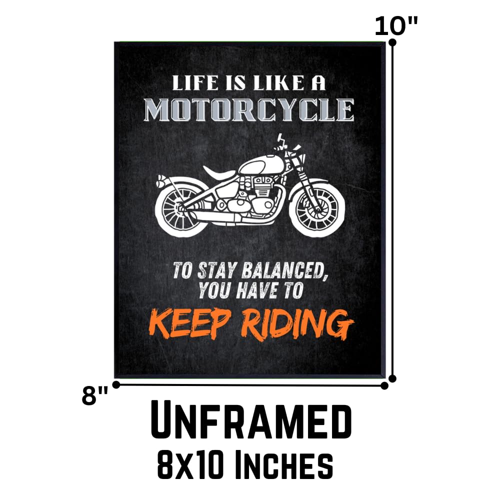 Blessed Posters Keep Riding Motorcycle Decor Inspirational Wall Decor Motivational Wall Art Garage Wall Decoration Gift for Men Motorcycle Lovers
