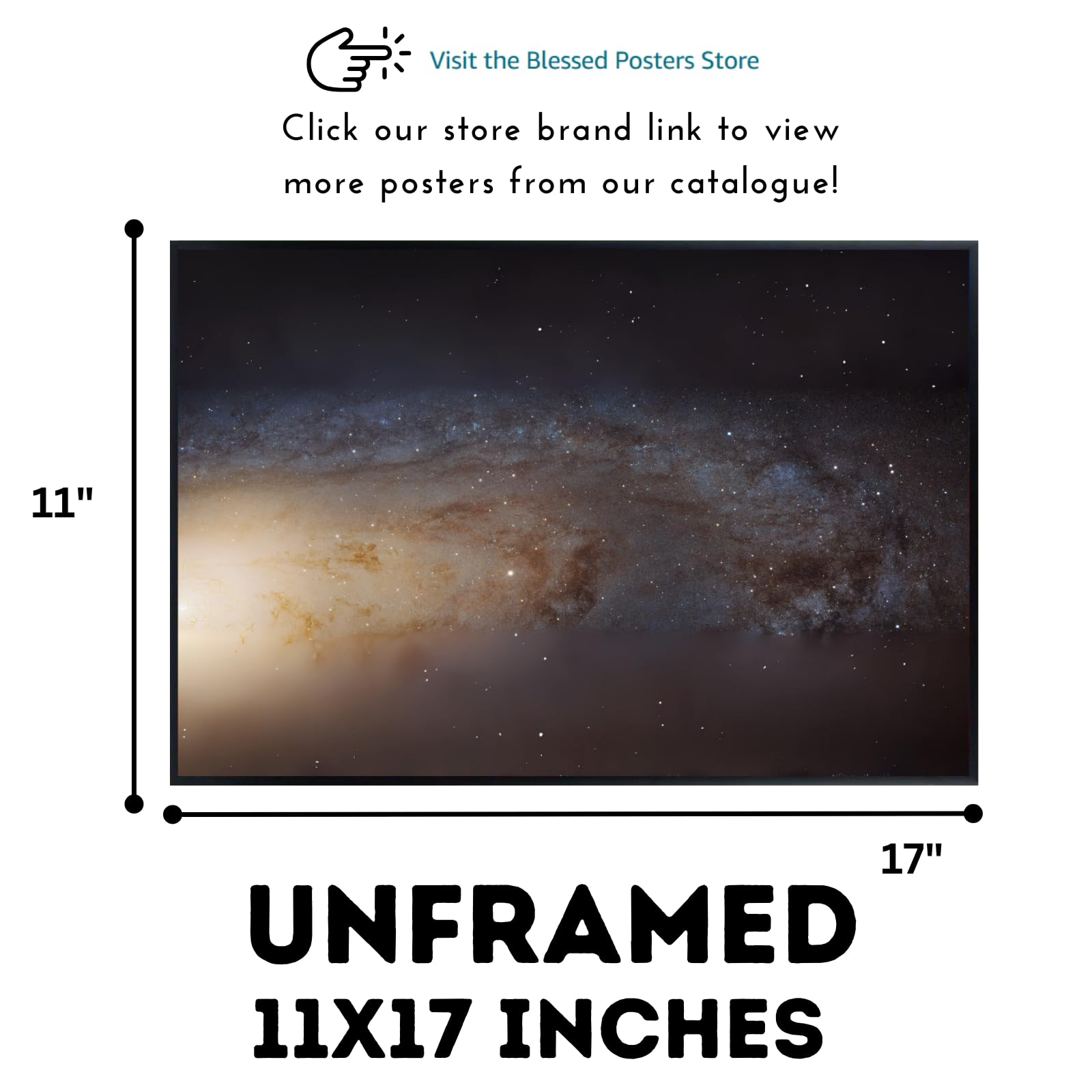 Blessed Posters Andromeda Galaxy Poster – Stunning Galaxy Night Sky Wall Art Print for Bedroom, Living Room, Office, or Home Decor – Space Astronomy Photography Artwork