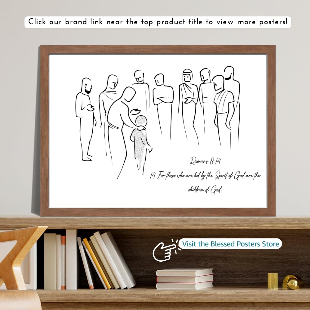 Blessed Wall Art Poster Romans 8:14 Scripture Print Christian Home Decor Inspirational Bible Verse Religious Gift Decoration