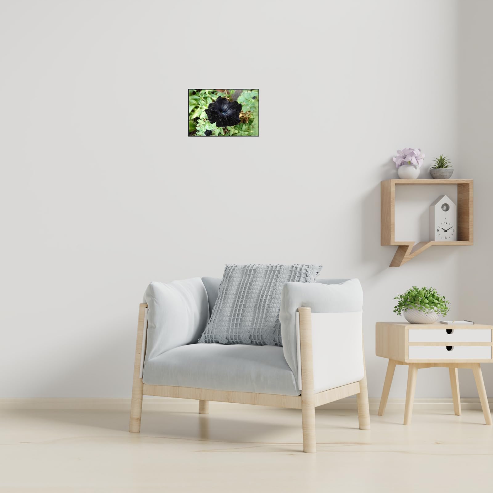 Petunia Black Velvet Wall Art Poster – Botanical Flower Print for Home Decor, Elegant Floral Artwork for Living Room, Bedroom, or Office – Nature-Inspired Art Print