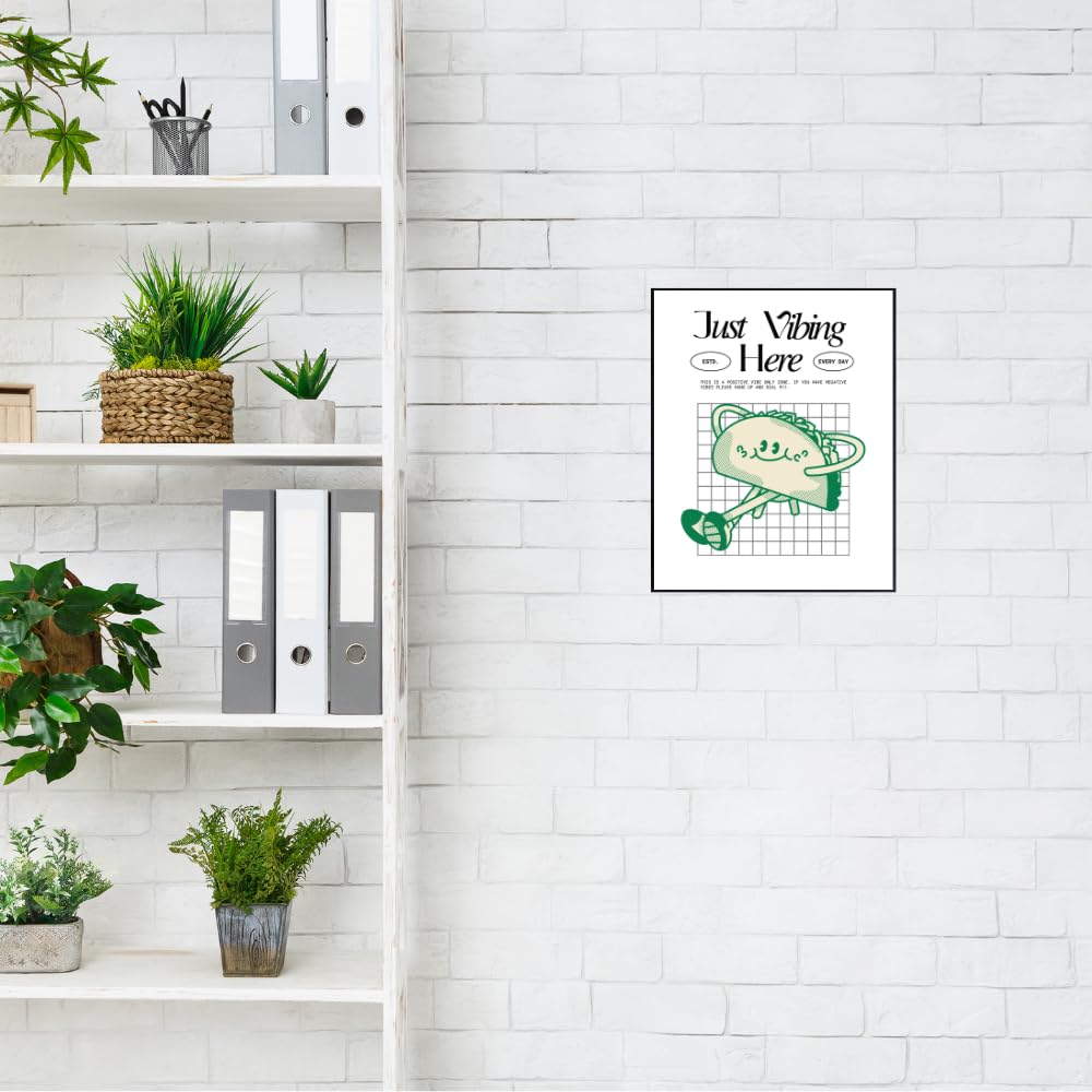 Blessed Poster Just Vibing Here Positive Affirmation Wall Art Motivational Print Room Decor for Girls Women Bedroom Home