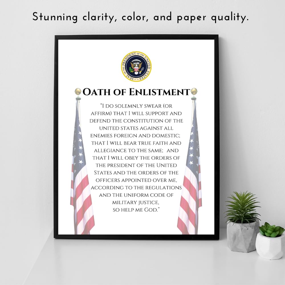 Blessed Posters Oath of Enlistment Poster Patriotic American Military Wall Art Inspirational Home Room Decor Gift for Veterans