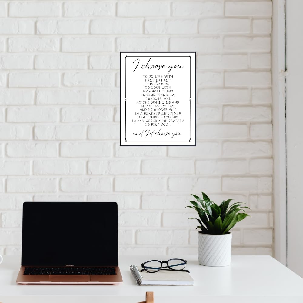 I Choose You Wall Art Print - Positive Affirmation Poster - Romantic Quote Decor for Bedroom Living Room Office - Inspirational Gifts for Wife Husband