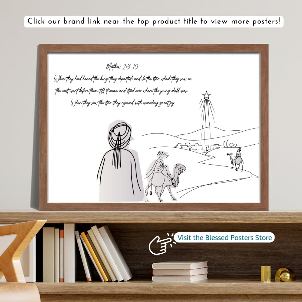 Blessed Posters Christian Wall Art – Matthew 2:9-10 Scripture Print – Bible Verse Wall Decor Inspirational Religious Gift