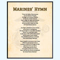 Blessed Posters Marines' Hymn Marine Corps Military Home Decor Patriotic American Wall Art USMC Decoration Gift for Veterans