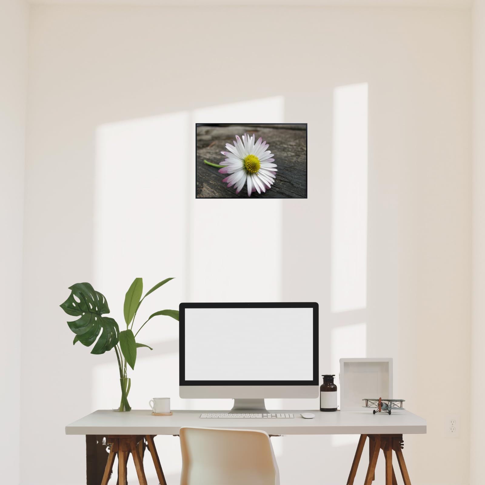 Pink Winged Daisy Wall Art Poster – Floral Home Decor for Bedroom, Living Room, Office, and Nursery – Modern Botanical Print for Nature Lovers