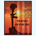 Blessed Posters Heroes Never Die Poster Patriotic American Military Wall Art Inspirational Home Room Decor Gift for Veterans