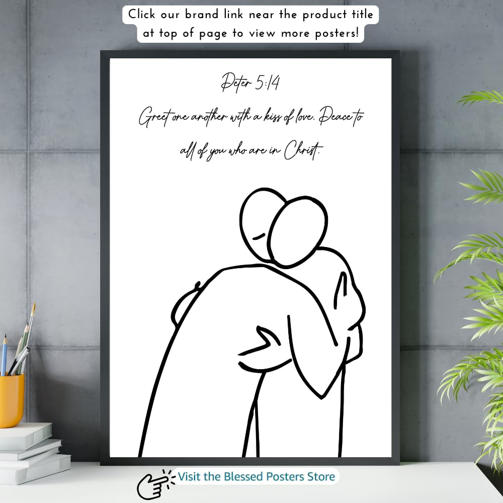 Blessed Wall Art Poster 1 Peter 5:14 Scripture Print Christian Home Decor Religious Gift Inspirational Bible Verse Decoration
