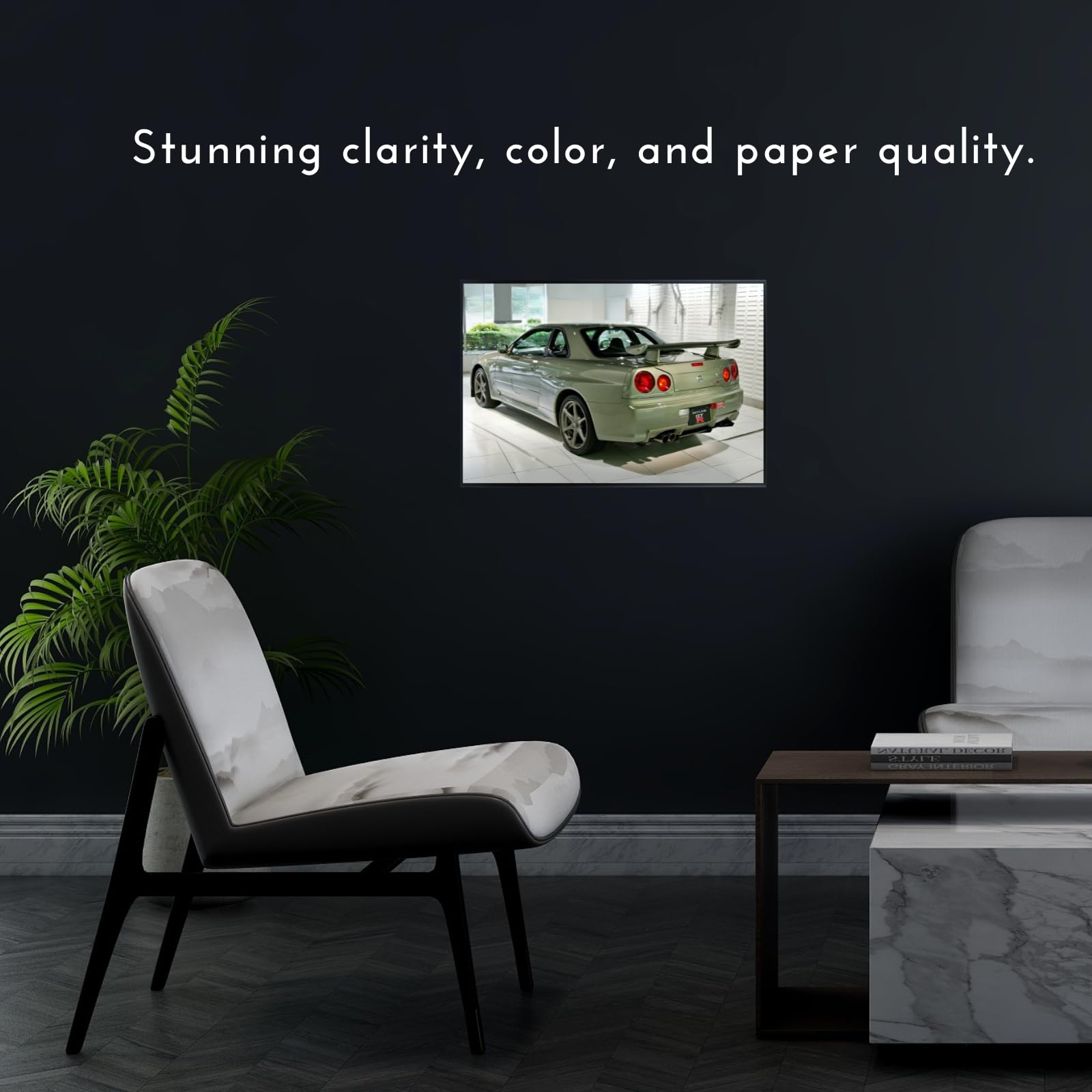Blessed Posters Nissan Skyline GT-R R34 Poster – Iconic Japanese Sports Car Wall Art for Garage, Bedroom, Office, or Living Space – Vintage JDM Decor Accent