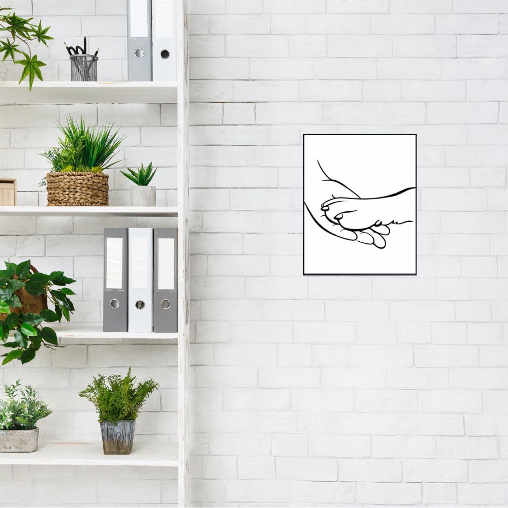 Doggy Wall Art Print - Hand & Paw Minimalist Line Art - Modern Doggy Home Décor Poster - Pet Room Wall Decoration - Gifts for Doggy Lovers