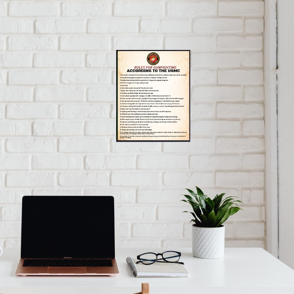 Blessed Posters Rules for Gunfighting Marine Corps Military Home Decor Patriotic American Wall Art USMC Decoration Gift for Veterans