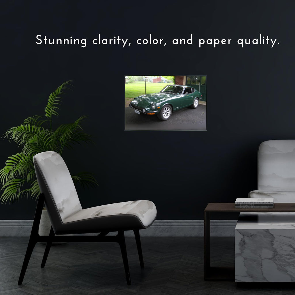 Blessed Posters Datsun 240Z Classic Car Poster – Retro Japanese Sports Coupe Wall Art for Garage Studio Man Cave – Collector’s Decor Accent
