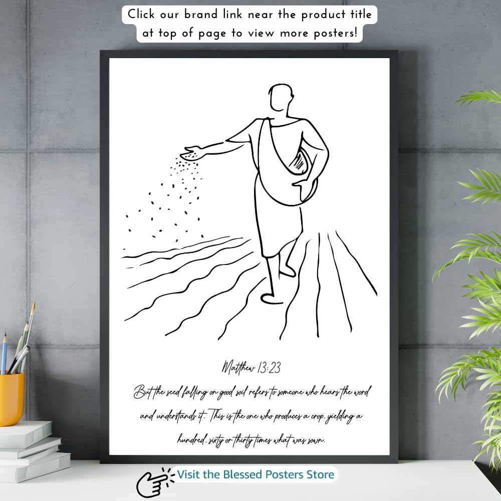 Bible Verse Wall Art Poster Matthew 13:23 Scripture Print Christian Home Decor Religious Gift Spiritual Decoration