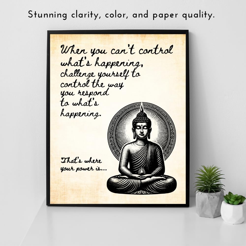"That's where your power is." Buddhist Wall Art Print Inspirational Quote Poster Spiritual Decor Buddha Positive Affirmation Motivational Wall Decoration