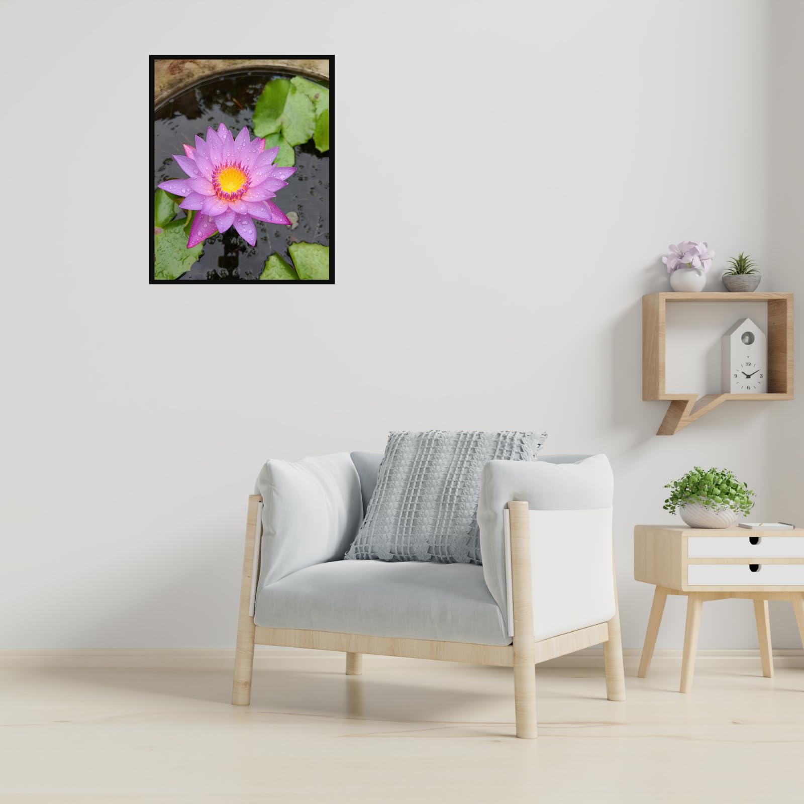 Lotus Flower Wall Art Poster – Serene Botanical Home Decor Print for Living Room, Bedroom, Office, Yoga or Meditation Space