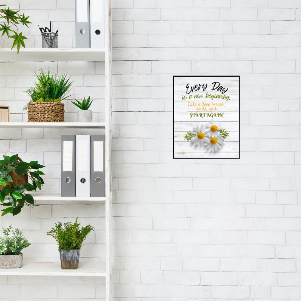Every Day is a New Beginning Wall Art Print - Positive Affirmation Poster - Inspirational Quote Decor for Bedroom Living Room Office - Motivational Gifts for Women