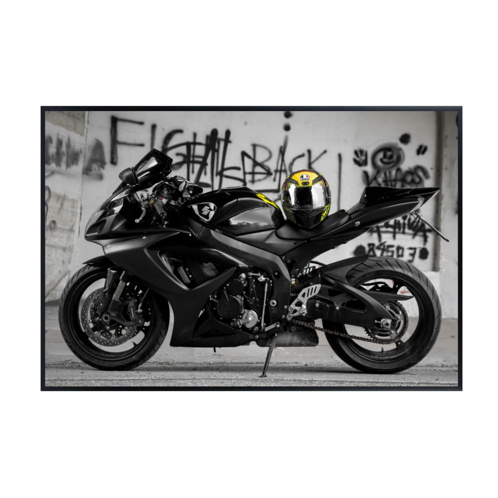 Suzuki GSX-R750 Motorcycle Poster - Sport Bike Wall Decor for Garage, Office, Man Cave Decor