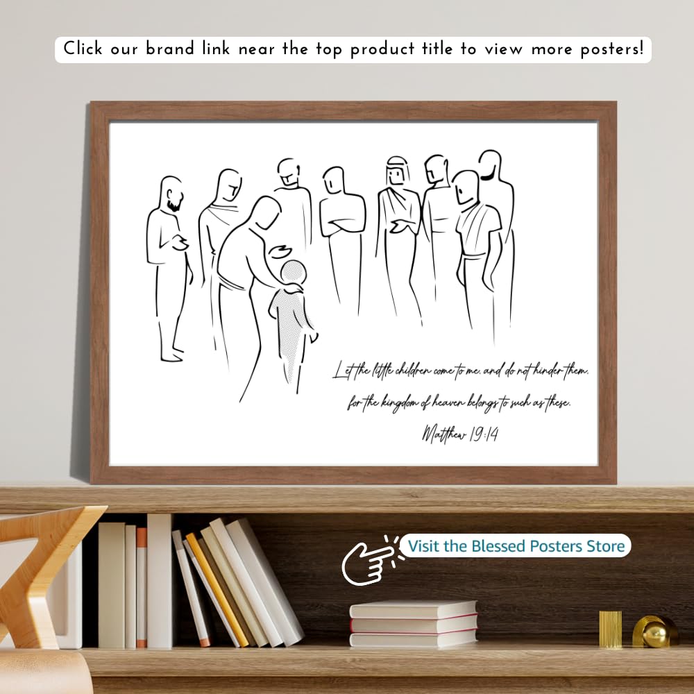 Blessed Posters Christian Wall Art – Matthew 19:14 Scripture Print – Bible Verse Wall Decor, Religious Inspirational Gift, Christian Home Decor