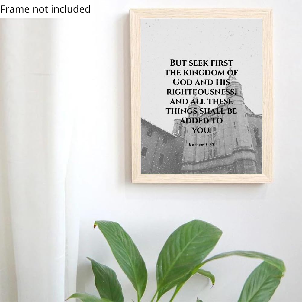 Matthew 6:33 Bible Verse Wall Art Scripture Poster Print Christian Home Decor Inspirational Faith Gifts