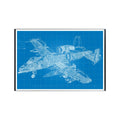 A-10 Warthog Blueprint Poster Airforce Aviation Wall Art Airplane Photography Print Gift for Pilots