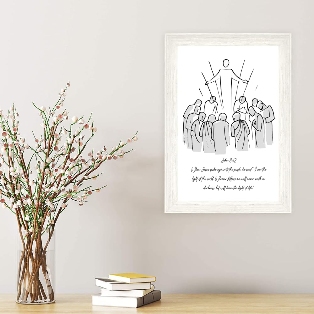 Bible Verse Wall Art Poster John 8:12 Scripture Print Christian Home Decor Religious Gift Spiritual Decoration