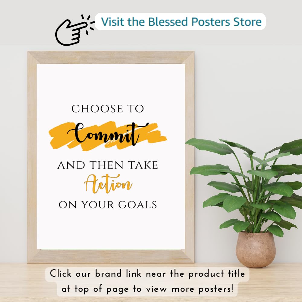 Choose to Commit Wall Art Positive Quote Poster Motivational Affirmation Wall Decor Home Office Decoration Gifts