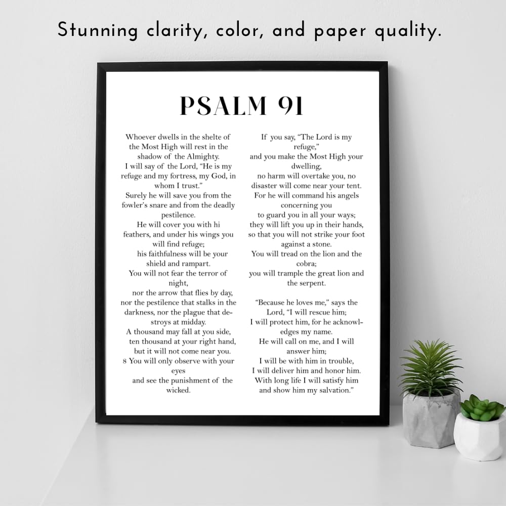Psalm 91 Bible Verse Wall Art Christian Scripture Poster Print Inspirational Faith Quote Home Decor Gift for Christians