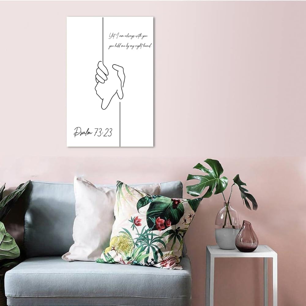 Blessed Wall Art Poster Psalm 73:23 Scripture Print Christian Home Decor Religious Gift Inspirational Bible Verse Decoration