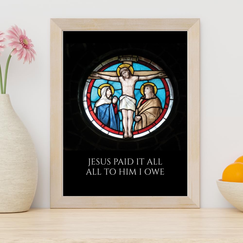Stained Glass Christian Wall Art Jesus Poster Print Inspirational Religious Artwork Modern Faith Home Decor Gift for Christians
