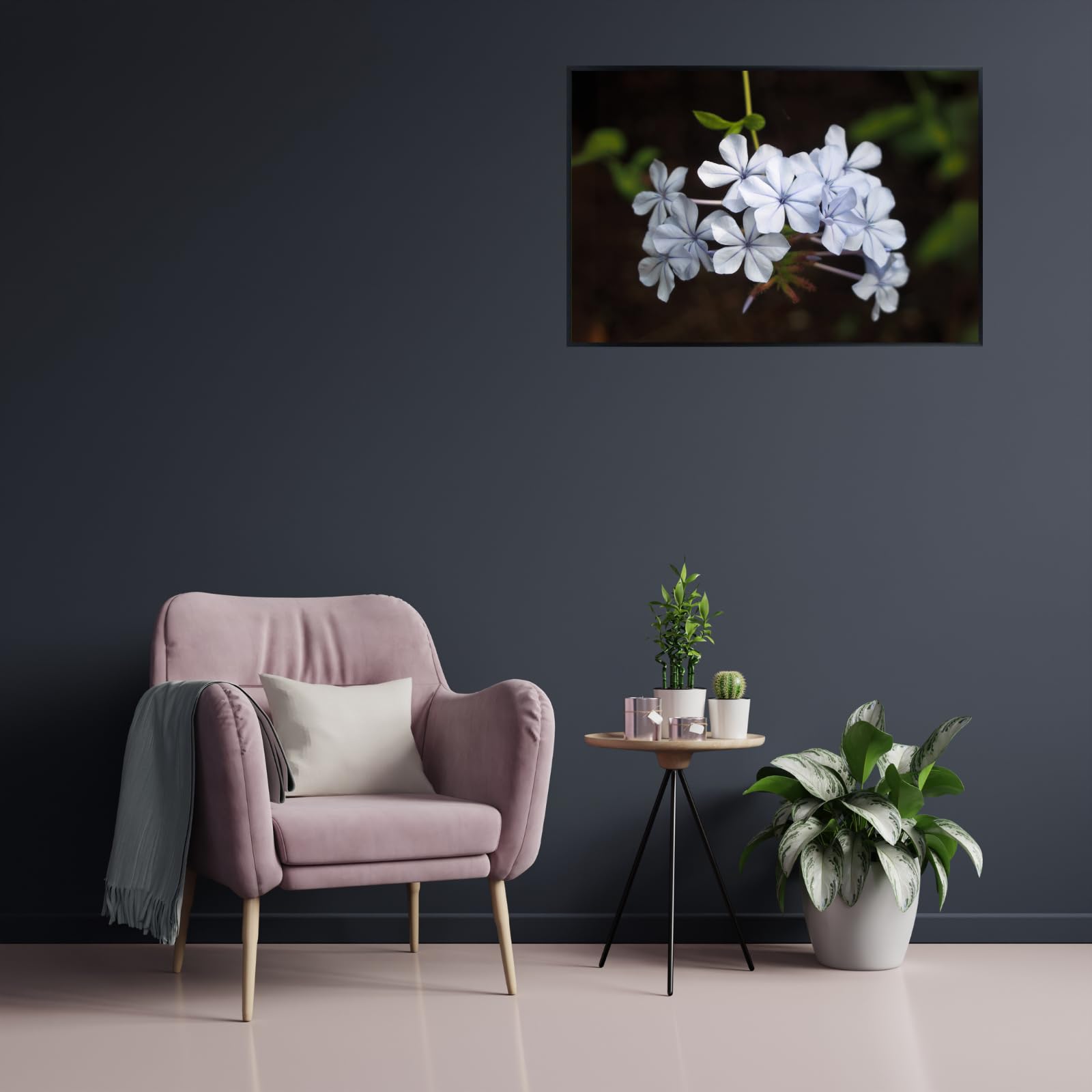 Blue Plumbago Botanical Wall Art Poster – Elegant Floral Home Decor for Living Room, Bedroom, or Office – Nature Flower Print for Modern & Classic Interiors