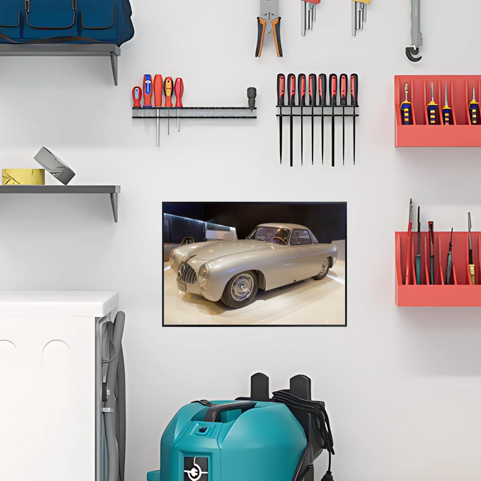 Blessed Posters Mercedes-Benz 300SL Gullwing Wall Art – Vintage German Sports Car Poster for Garage, Office, or Living Room – Classic Automotive Print – Luxury Car Decor Gift