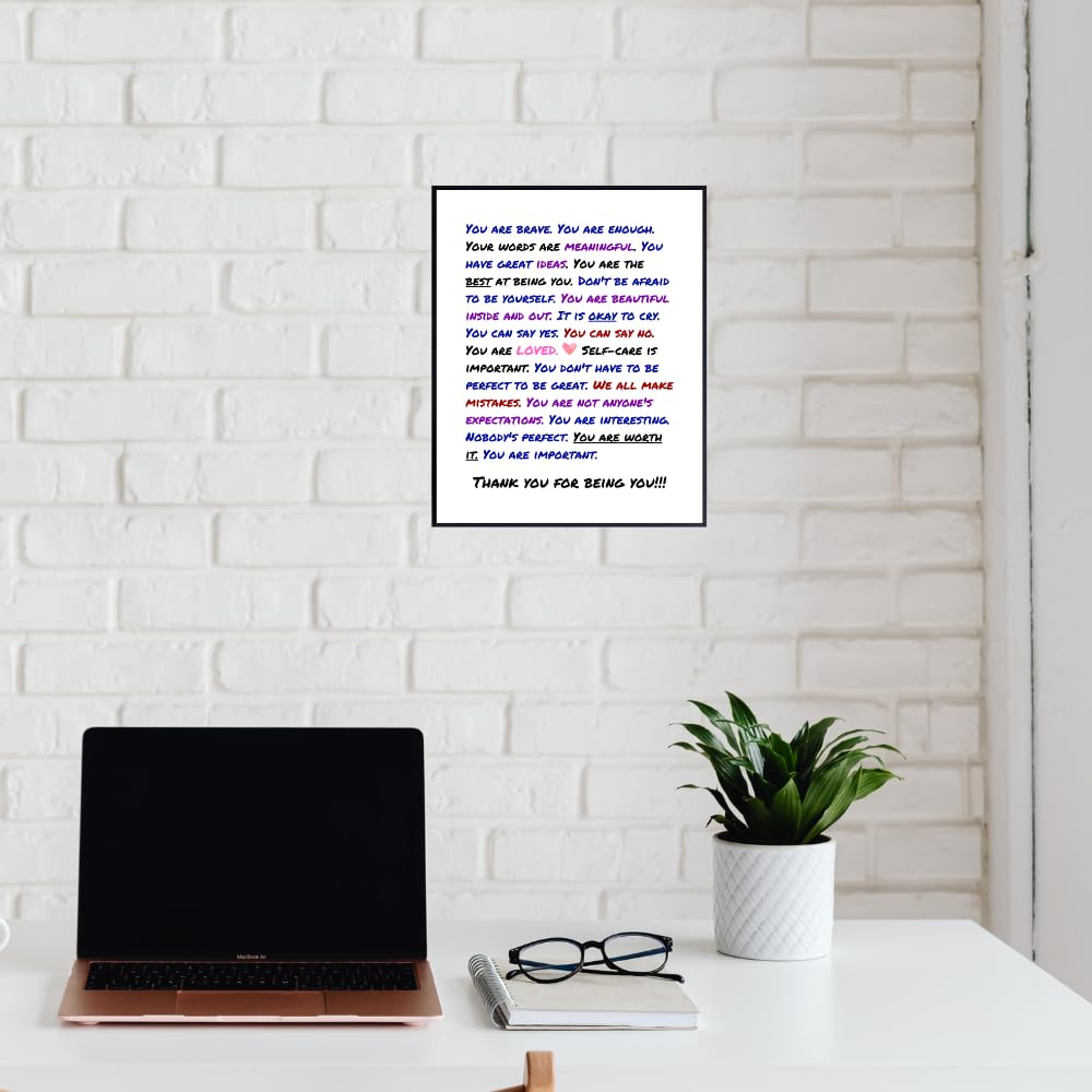 Thank You for Being You Wall Art Print - Positive Affirmation Poster - Inspirational Quote Decor for Bedroom Living Room Office - Motivational Gifts for Women