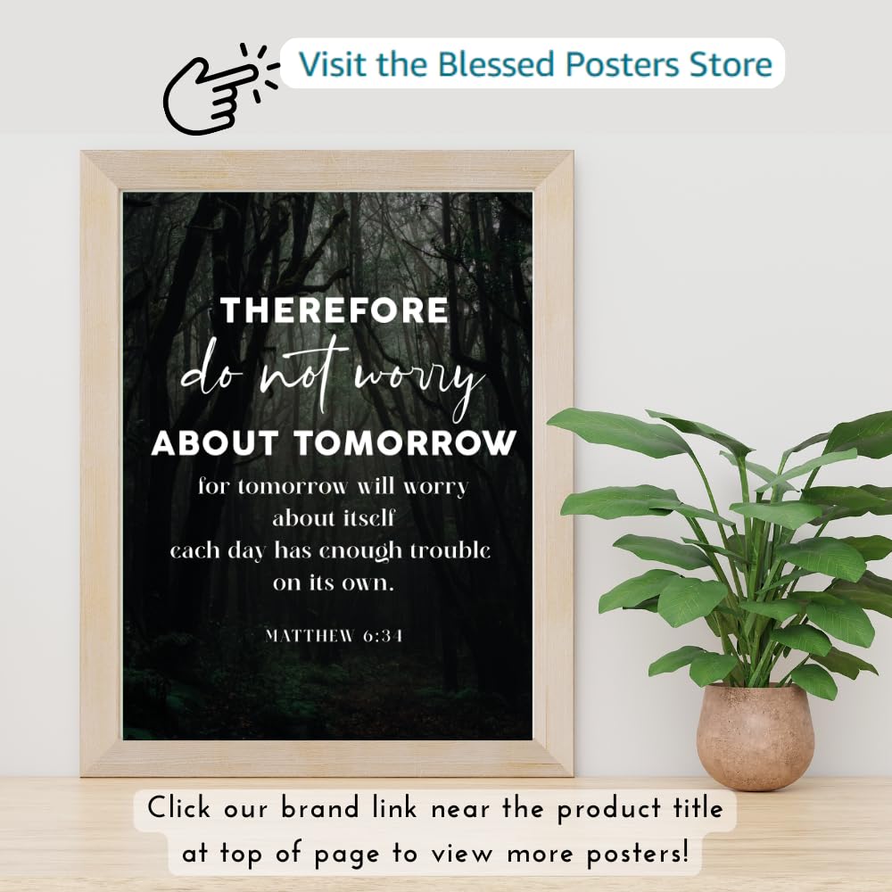 Bible Verse Wall Art Matthew 6:31 Poster – Inspirational Scripture Print – Christian Home Decor – Religious Gift for Prayer Room and Living Room