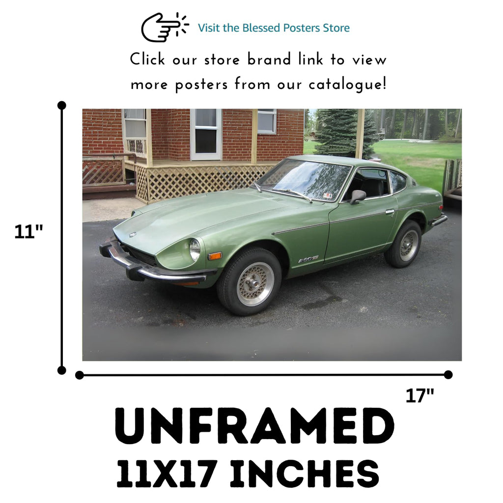 Blessed Posters Datsun 240Z Coupe Poster – Timeless Japanese Classic Car Artwork for Home Office Garage – Retro Motorsport Wall Accent