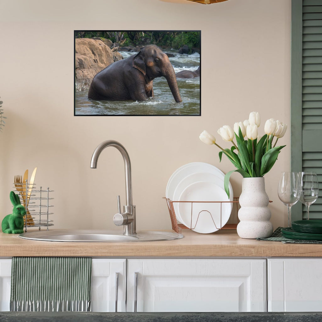 Asian Elephant Poster Wall Art Print – Wildlife Animal Decor for Living Room, Bedroom, or Office